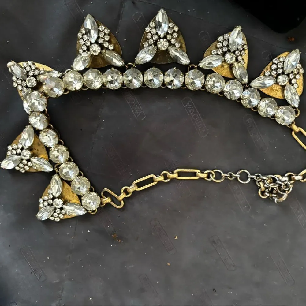 J.Crew Crystal Rhinestones Statement Necklace big flower accessory neck piece - Picture 7 of 7